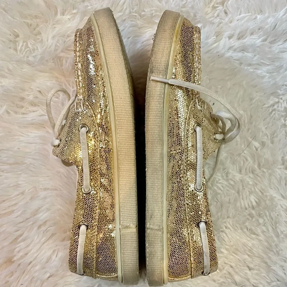 Bongo Edge Gold Glitter Boat Shoes Sneakers Slip On